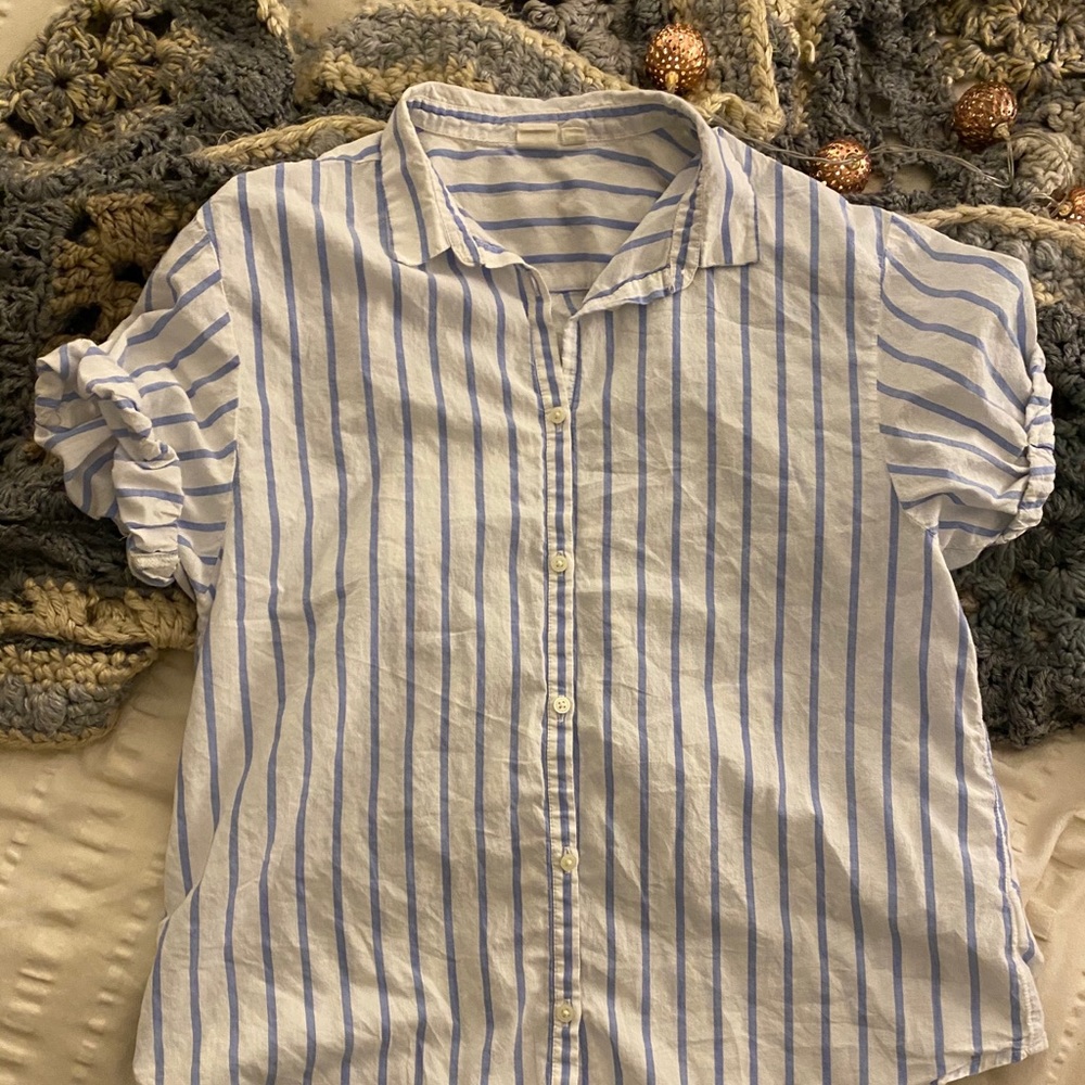 Boyfriend Style Button Up Striped Shirt